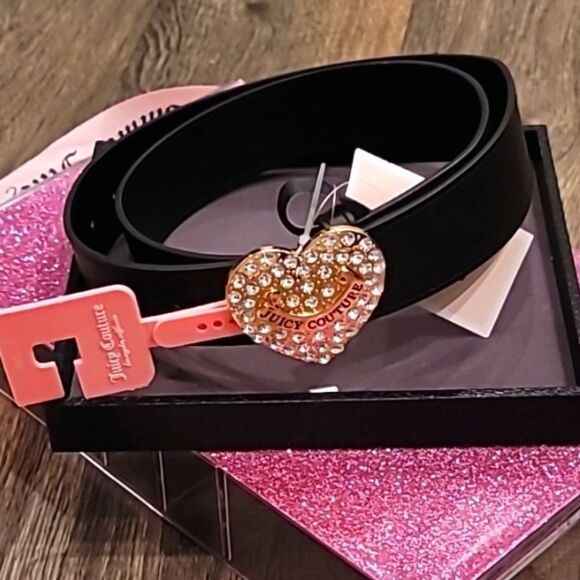 Juicy Couture Logo Rhinestone Heart Buckle Belt main image 8